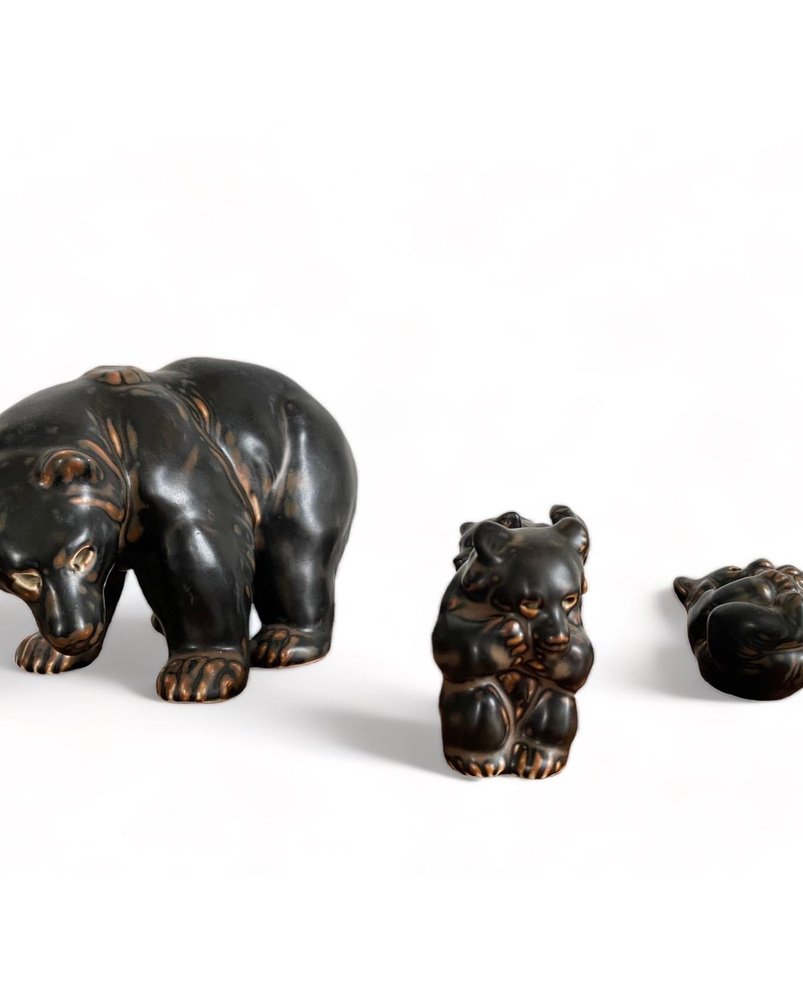 Bear Figurines by Knud Kyhn for Royal Copenhagen, 1950s, Set of 4