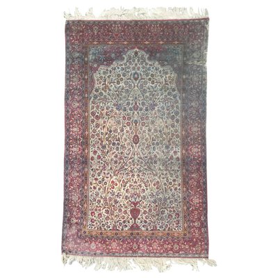 Beautiful Distressed Antique Kashan Silk Rug, 1890s-YMM-1441821