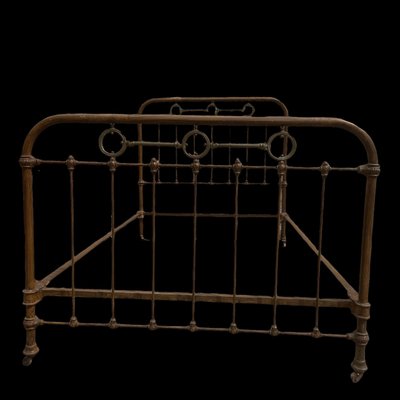 Bed Frame in Wrought Iron and Brass, 1900-SDV-1299582