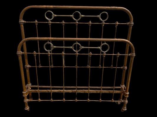 Bed Frame in Wrought Iron and Brass, 1900-SDV-1299582