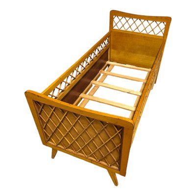 Bed in Oak and Rattan, 1950s-HLV-1797860