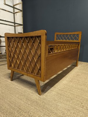 Bed in Oak and Rattan, 1950s-HLV-1797860