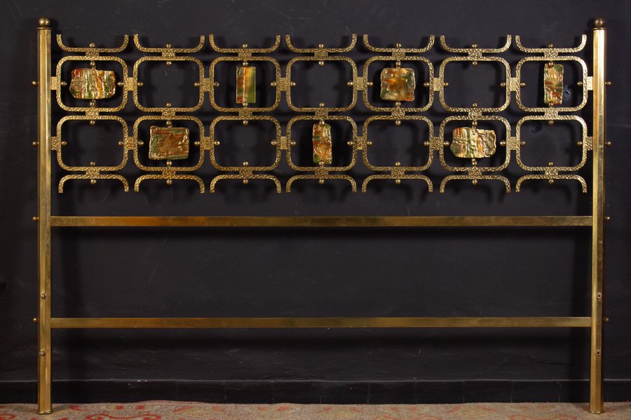 Bed with Brass Details by Arnaldo Pomodoro & Osvaldo Borsani, 1950s