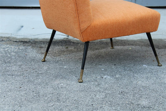 Bedroom Chairs in Velvet Orange by Gigi Root for Minotti, 1950s, Set of 2