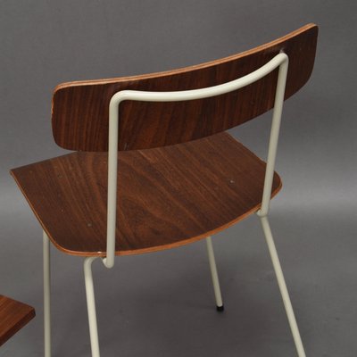 Bedroom Teak Chairs & Table from Auping, 1950s, Set of 3-TE-590052