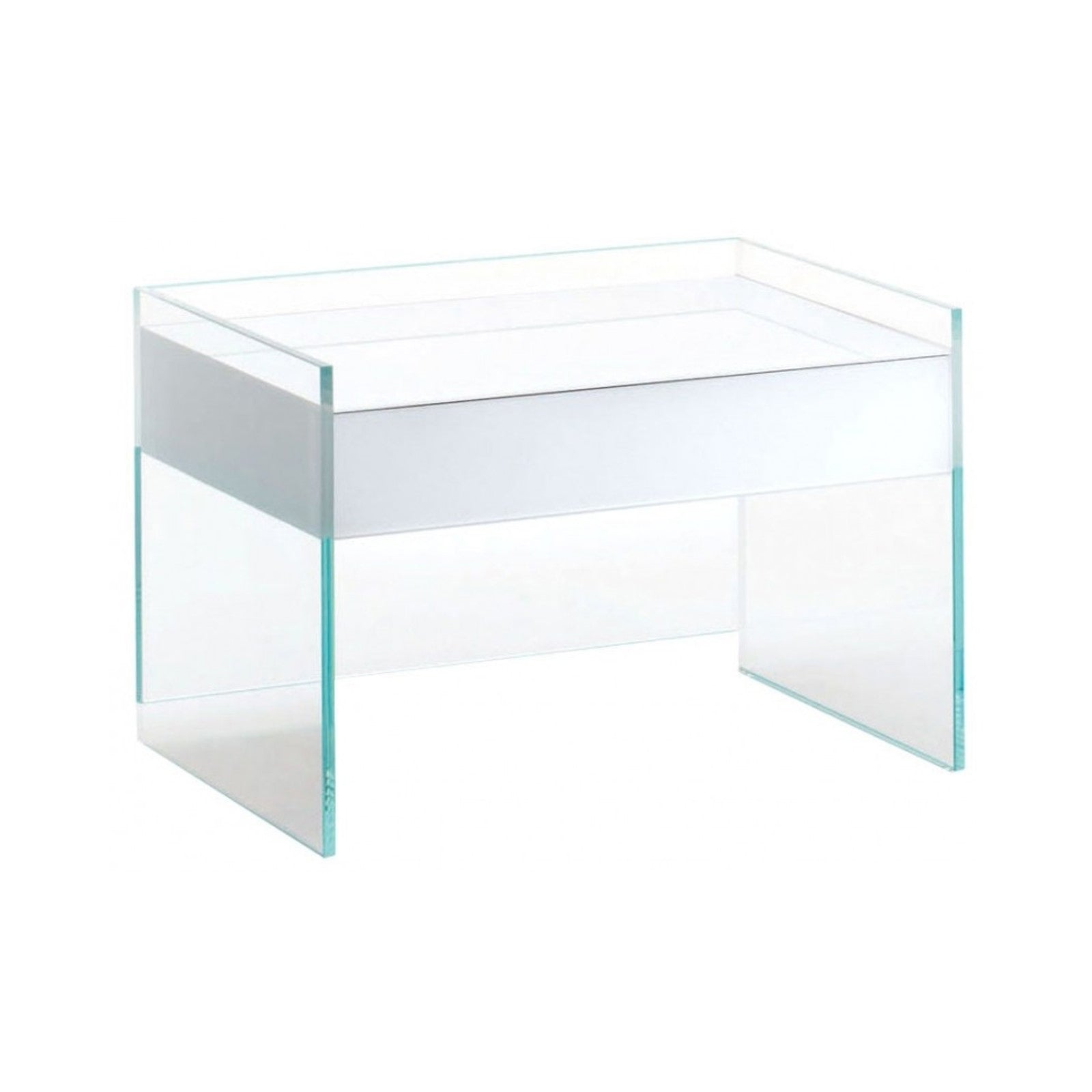 Float - Rectangular Crystal Bedside Table With Drawers by Glas Italia