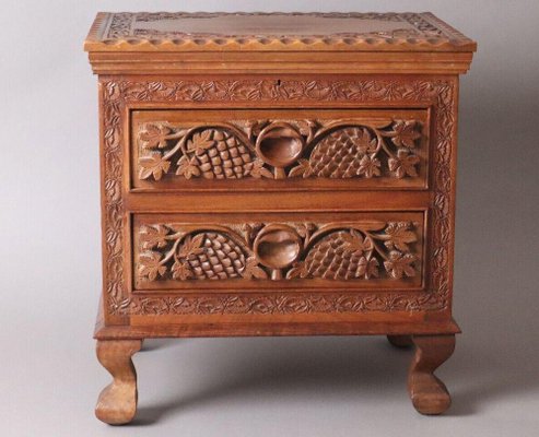 Bedside Table in Teak with Cerb Carvings-ESB-1376675