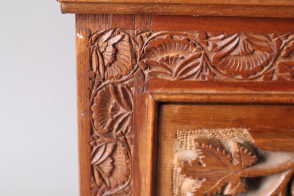 Bedside Table in Teak with Cerb Carvings-ESB-1376675