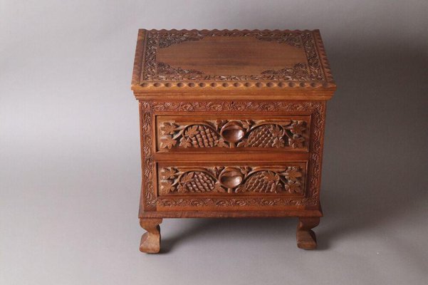 Bedside Table in Teak with Cerb Carvings-ESB-1376675