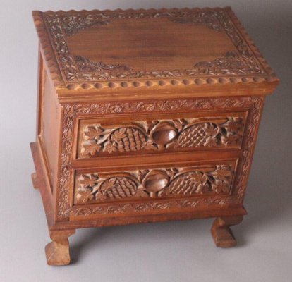 Bedside Table in Teak with Cerb Carvings-ESB-1376675