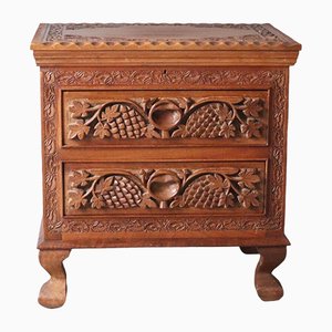 Bedside Table in Teak with Cerb Carvings-ESB-1376675