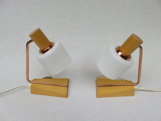 Bedside Table Lamps in Copper and Glass from Temde, 1960s, Set of 2-EY-1320286