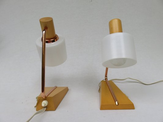 Bedside Table Lamps in Copper and Glass from Temde, 1960s, Set of 2-EY-1320286