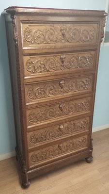 Bedside Tables and Chest of Drawers in Walnut, 19th Century, Set of 3-BZF-1787688