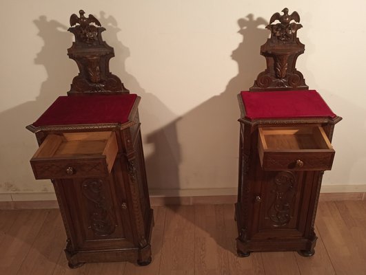 Bedside Tables and Chest of Drawers in Walnut, 19th Century, Set of 3-BZF-1787688