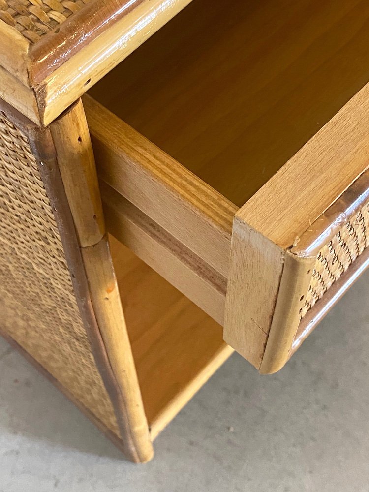 Bedside Tables in Bamboo, 1970s, Set of 2