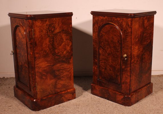 Bedside Tables in Burr Walnut, Set of 2-HPU-2042916