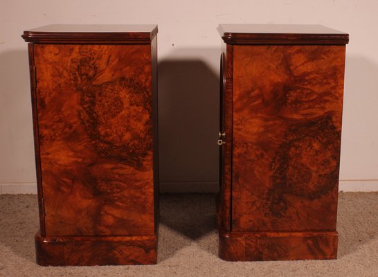 Bedside Tables in Burr Walnut, Set of 2-HPU-2042916