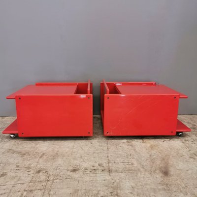 Bedside Tables in Rosso Lacqued Wood by Kazuhide Takahama, 1970s, Set of 2-PRS-1788248