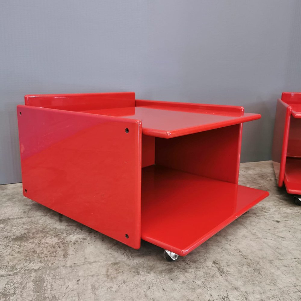 Bedside Tables in Rosso Lacqued Wood by Kazuhide Takahama, 1970s, Set of 2-PRS-1788248