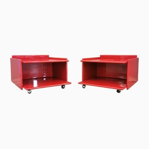 Bedside Tables in Rosso Lacqued Wood by Kazuhide Takahama, 1970s, Set of 2-PRS-1788248