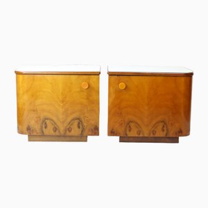 Bedside Tables in Walnut and White Glass, 1964, Set of 2-UL-1768280