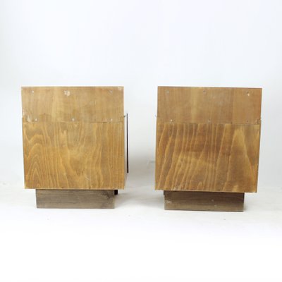 Bedside Tables in Wood and Glass, Former Czechoslovakia, 1950s, Set of 2-UL-1780019