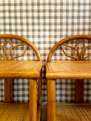 Bedside Tables in Wood and Woven Straw, 1960s, Set of 2-YBY-2026829