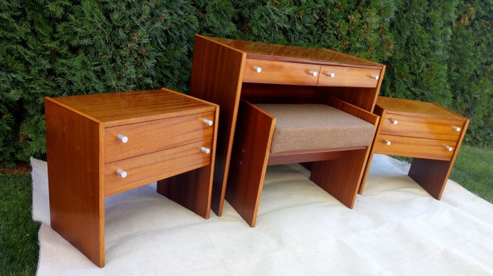 Bedside Tables, Stool and Dressing Table by Jindřich Halabala, 1970s, Set of 4-VIC-1426344