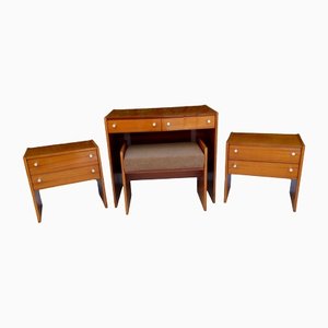 Bedside Tables, Stool and Dressing Table by Jindřich Halabala, 1970s, Set of 4-VIC-1426344