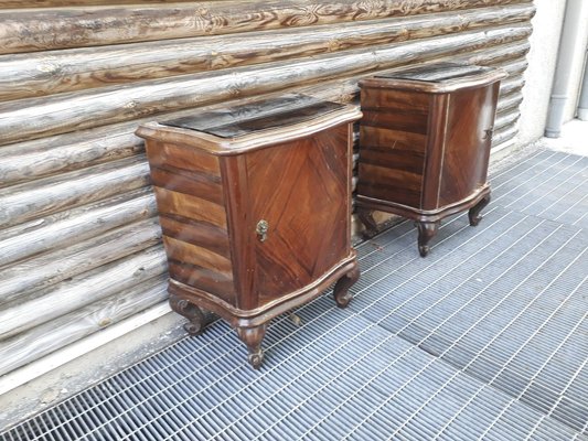 Bedside Tables with Black Glass, Italy, 1940s, Set of 2-RAQ-1360584