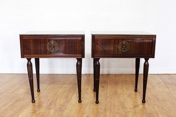 Bedside Tables with Macassar Ebony Veneer, Italy, 1970s, Set of 2-BQF-1807002