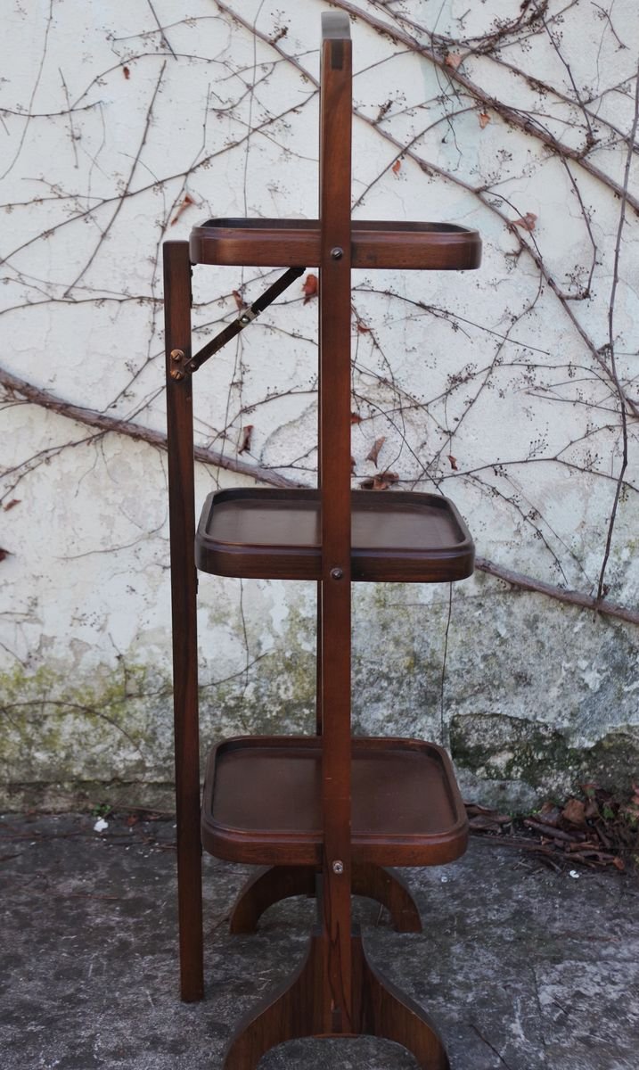 Beech 3-Tier Folding Side Table, 1970s