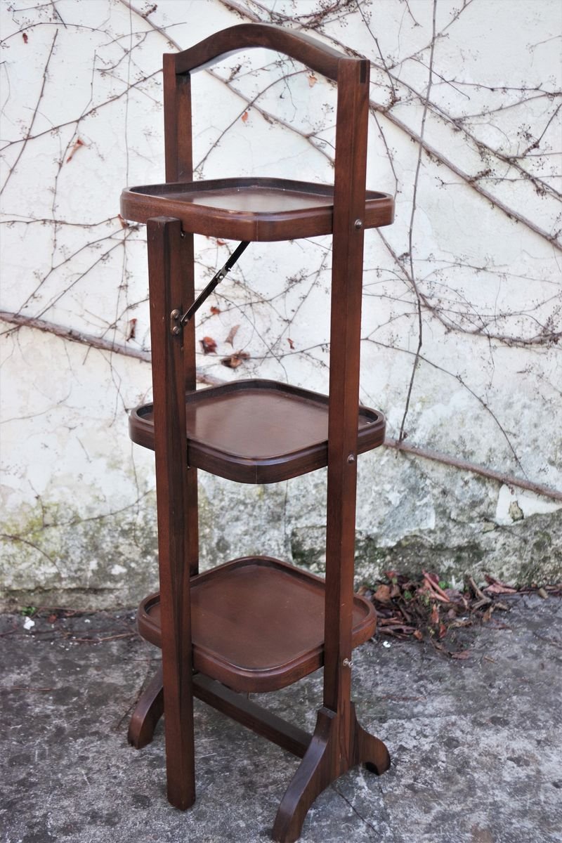 Beech 3-Tier Folding Side Table, 1970s