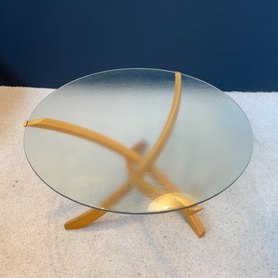 Beech and Glass Coffee Table from Maison Regain, 1970-RB-1089862