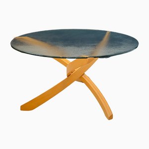 Beech and Glass Coffee Table from Maison Regain, 1970-RB-1089862