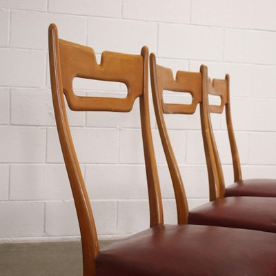 Beech and Leatherette Chairs, 1950s, Set of 6-VMM-1317986