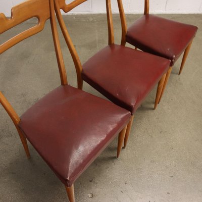 Beech and Leatherette Chairs, 1950s, Set of 6-VMM-1317986