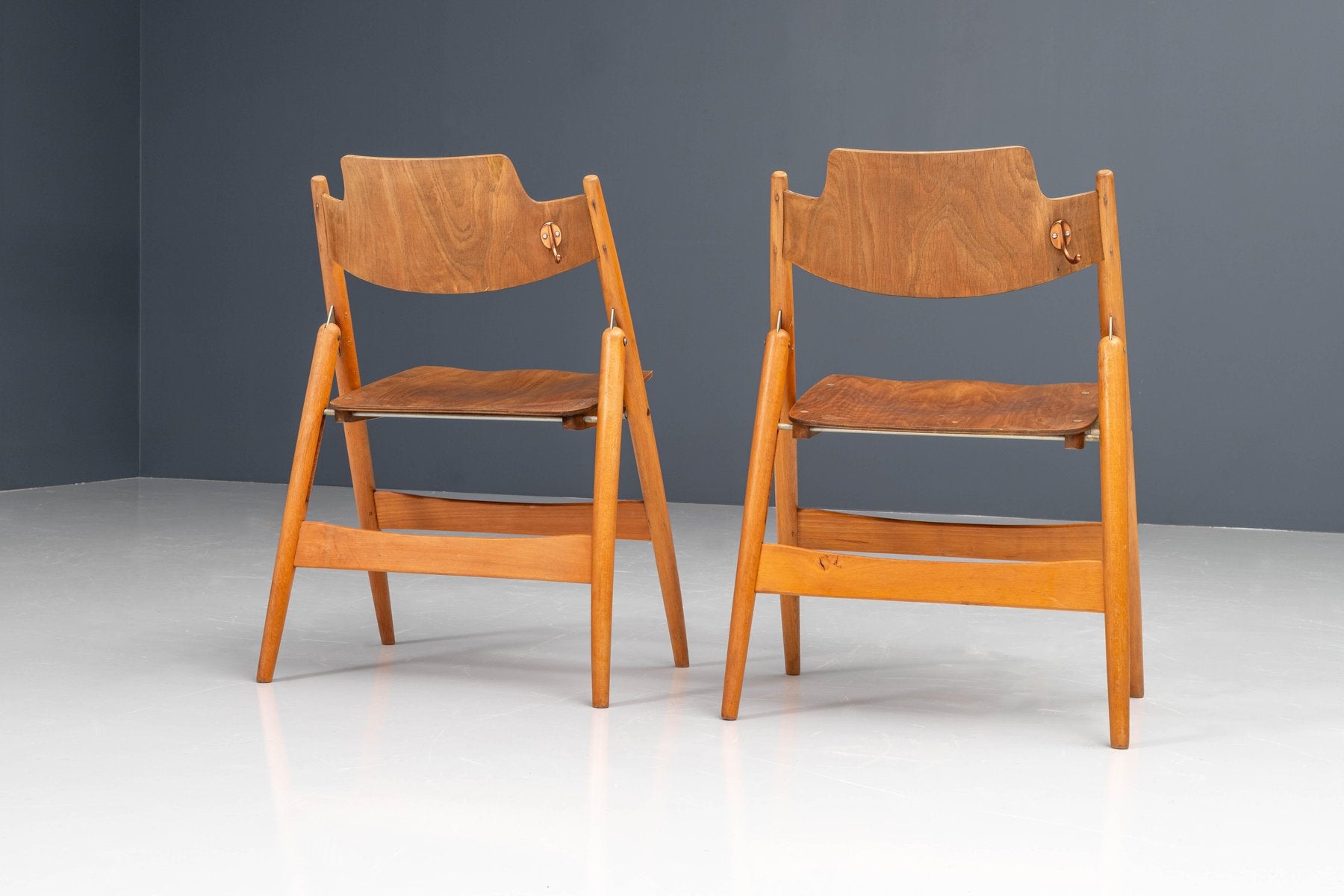 Beech and Plywood Folding Chairs by Egon Eiermann for Wilde & Spieth, 1952