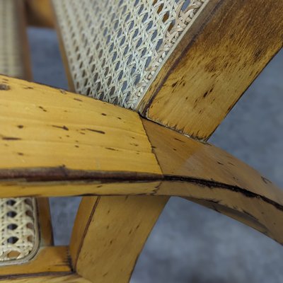 Beech and Rattan Sun Lounger, 1940s-TLV-1765064