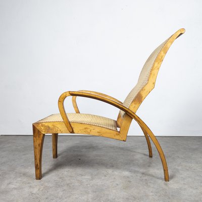 Beech and Rattan Sun Lounger, 1940s-TLV-1765064