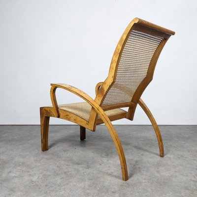 Beech and Rattan Sun Lounger, 1940s-TLV-1765064