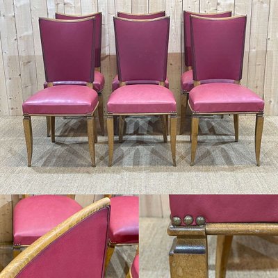 Beech and Skai Chairs, 1930s, Set of 6-QYF-1406254