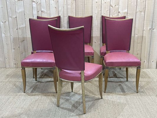 Beech and Skai Chairs, 1930s, Set of 6-QYF-1406254