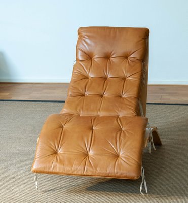 Beech Bentwood with Cognac Leather Folding Lounge Chair by Nelo for Nelo Möbel, Sweden, 1970s-JE-1345188