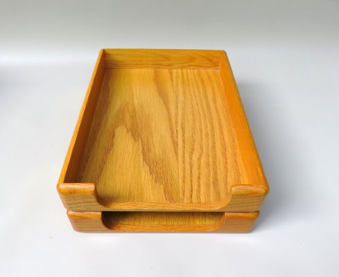 Beech & Brass Document Tray & Storage Box, 1960s-EY-992970