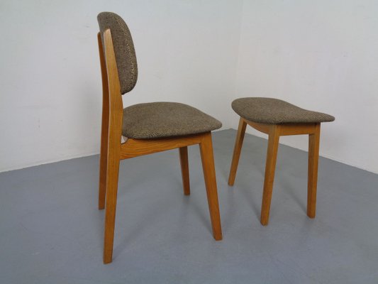 Beech Chair & Stool, 1960s, Set of 2-RDW-839616