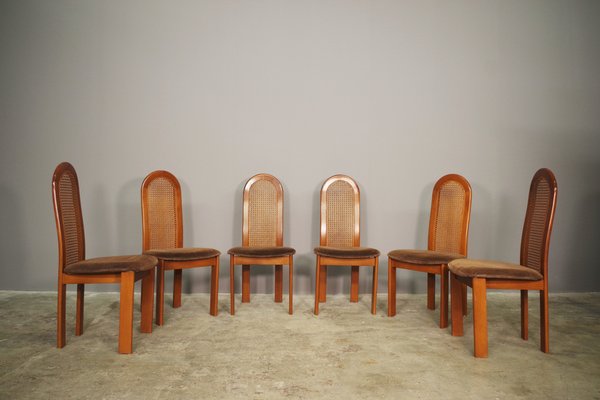 Beech Chairs with Vienna Straw Backrest & Fabric Seat, 1970s, Set of 6-KNM-1293253