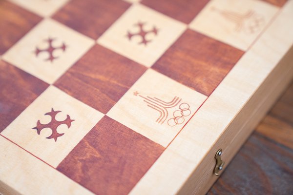 Beech Chessboard with Box, 1950-KNM-1763142