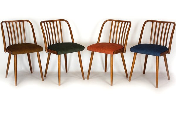 Beech Dining Chairs from Ton, 1960s, Set of 4-WVS-2040971